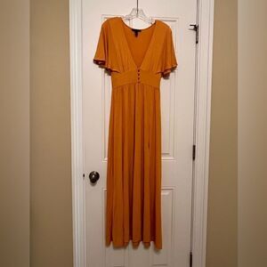 chinese dress ladies Satin Lace-Panel Maxi Dress Yellow / XL